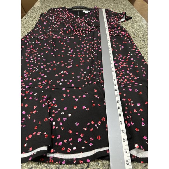 London Times Dress Women 22W Black Pink Knot Front Midi Ruffle Hem Plus Size - Picture 3 of 7